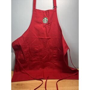 2 Starbucks Red Aprons Barista Uniform Adjustable Strap Coffee Shop Logo Gear